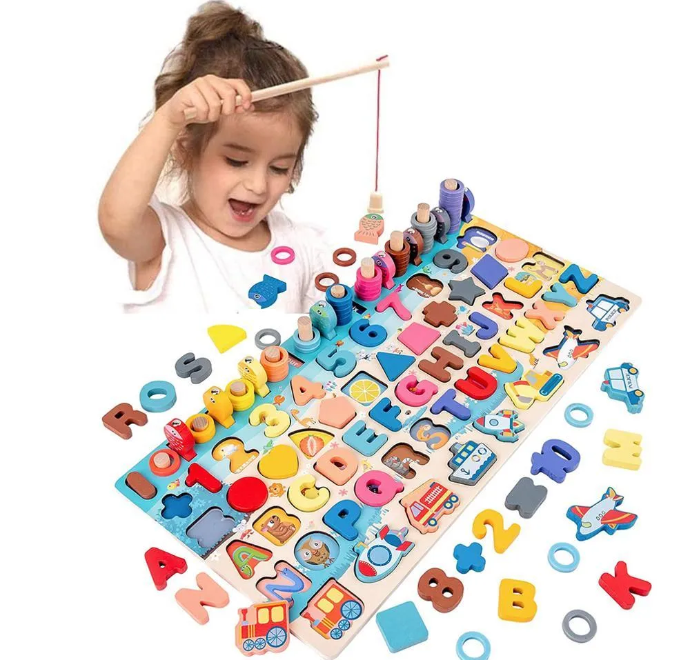 Miúdos Magnetic Pesca Matemática Montessori Brinquedos Educacional para 1 2 3 anos de idade