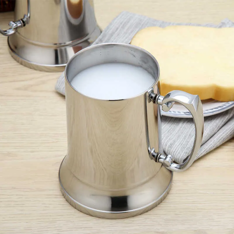 Tankard Stein Double Wall Stainless Steel Beer Mug Cocktail Breakfast Milk Mugs with Handgrip Coffee Cup Bar Tools Drinkware5