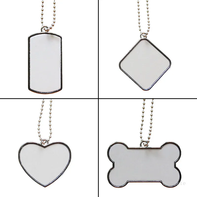 Rvs Dog Tag Pet Tags lege DIY Cat ID-kaart Gladde metalen hanger ketting T500532