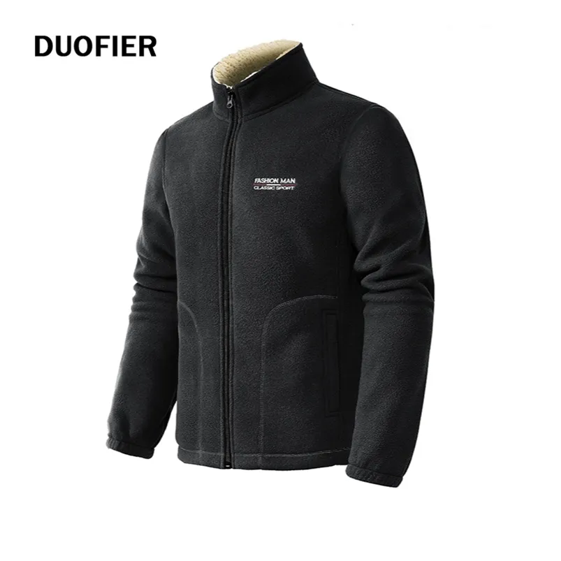 Marke Frühling Herbst Casual Fleece Jacke Männer Mode Slim Fit Stehkragen Zipper Mantel Männer Dicke Warme Jacke Herren 4XL 210819