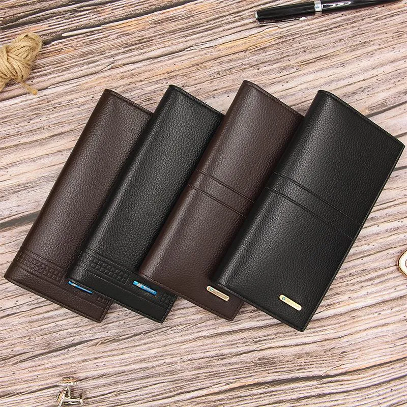 Men Clutch Wallets Pocket Long Purse Billfold For Male Business Style Wallet Card Holders Vintage Design Large Billeteras