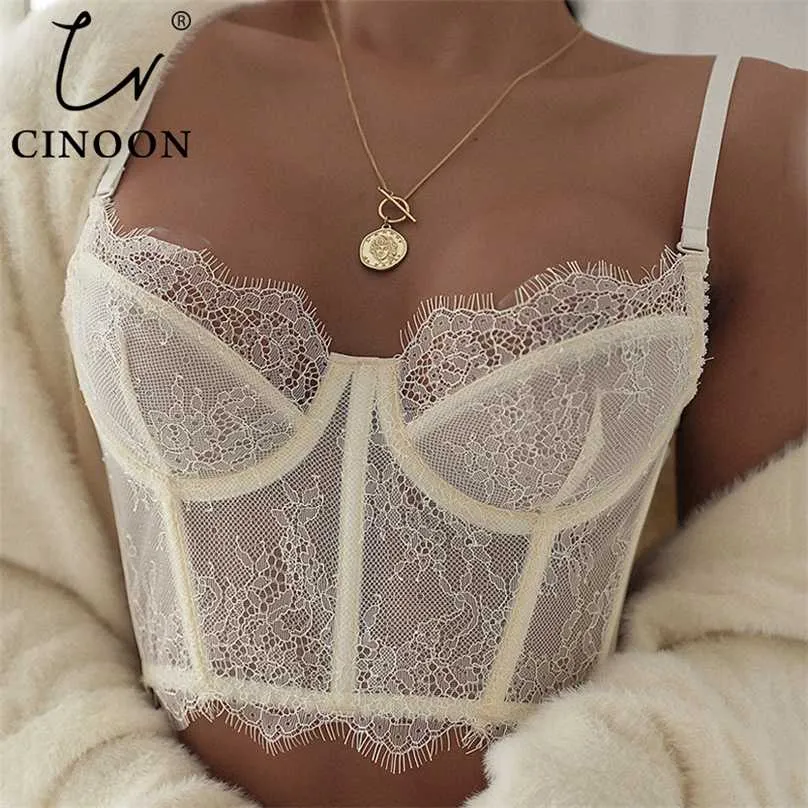 CINOON Incredibile reggiseno Shaper Ricamo da donna Bralette Tracolla regolabile Reggiseno da donna intimo ultrasottile rimovibile 211217