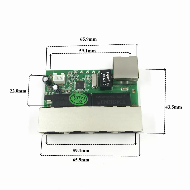 Мини -модуль 4 -контактный переключатель Ethernet Ципл платы Ethernet Switch Module 10 100 Мбит / с 5 порта PCBA PCBA Motherboard328x