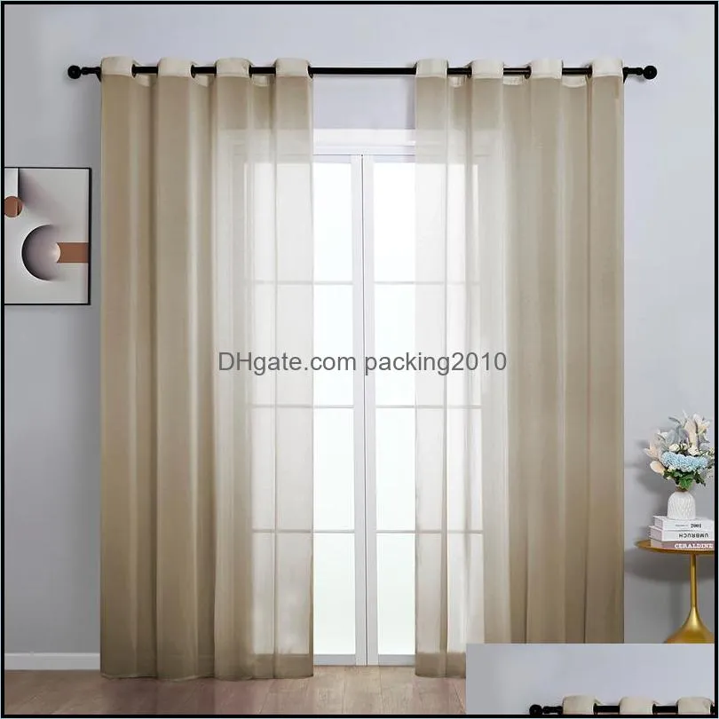 Curtain & Drapes Festnight 2PCS 265*140cm Solid Color Curtains Polyester Fiber Grommet Light Filtering Casual Textured Privacy