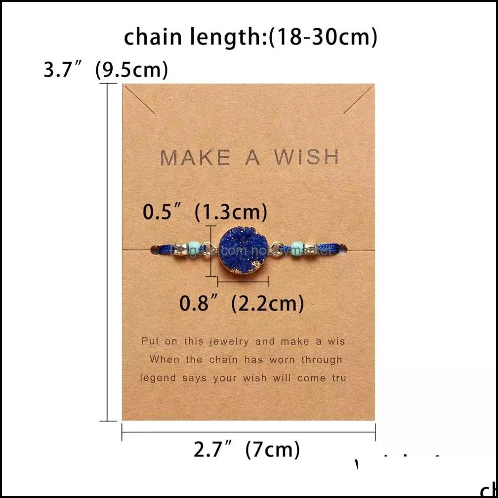 Make Wish Paper Card Hand-woven Lucky Red String Bracelet Femme Multicolor Natural Stones Bracelet for Women Friendship Jewelry