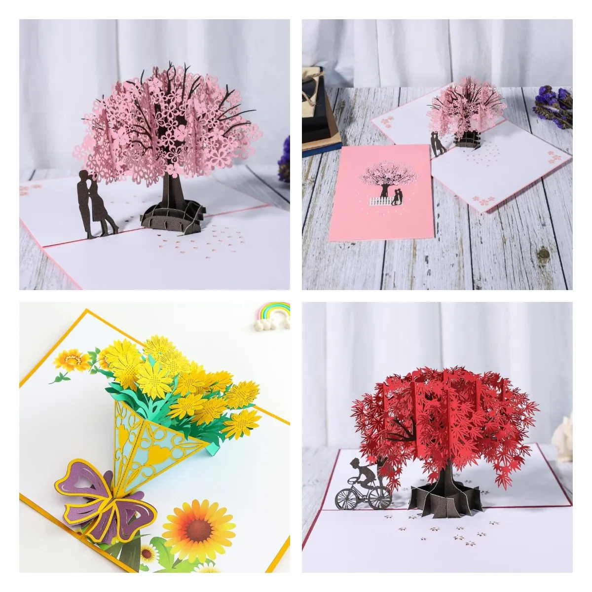 3D Popupkarten Ahornblatt Hausgeburtstagskarte Jubiläumsgeschenke für Mädchen Kinder Frau Postkarte Hochzeitseinladungen Grußkarten