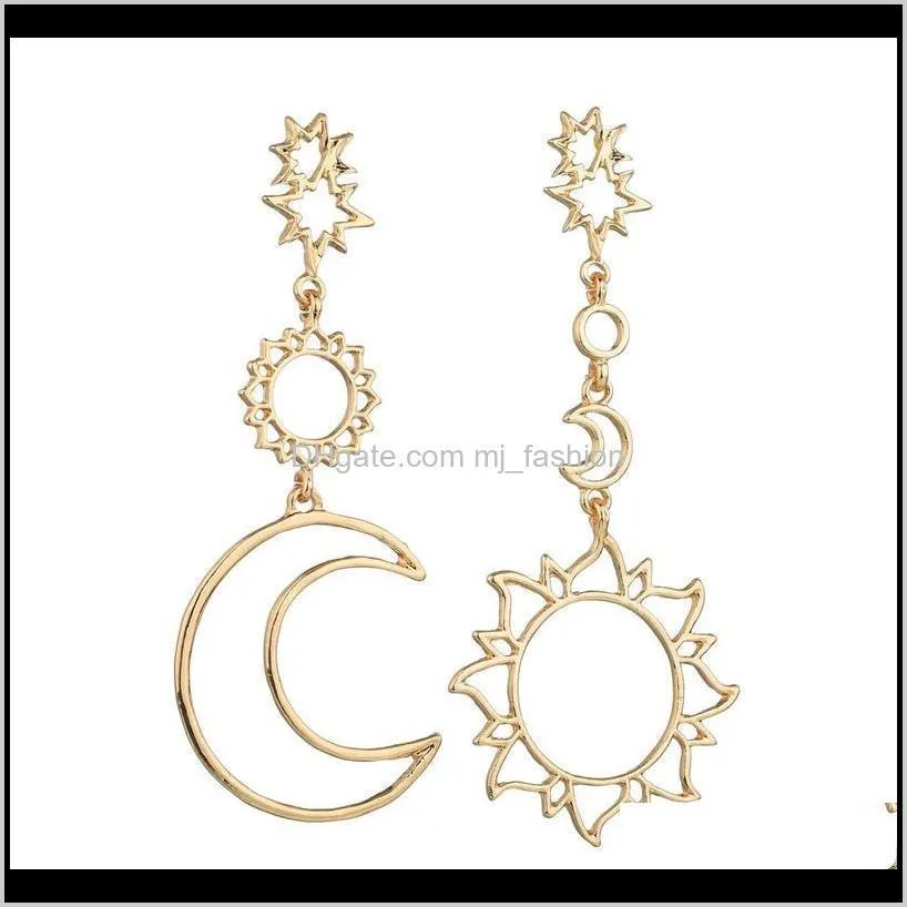 earrings designer earrings fashion retro exaggeration asymmetry earring sun and moon pendants personality trend hip hop earrings