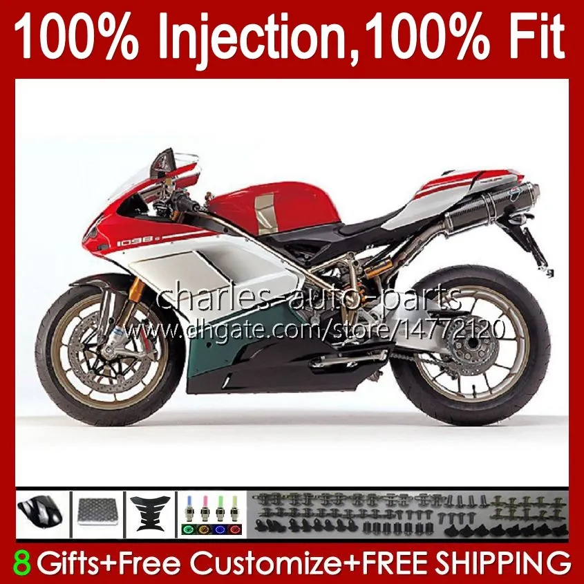 Injection Bodys For DUCATI 1198R 848 1098 1198 S R Red green 2007 2008 2009 2010 2011 2012 18No.4 Bodywork 848S 1098S 1198S 848R 1098R 07 08 09 10 11 12 OEM Fairing Kit