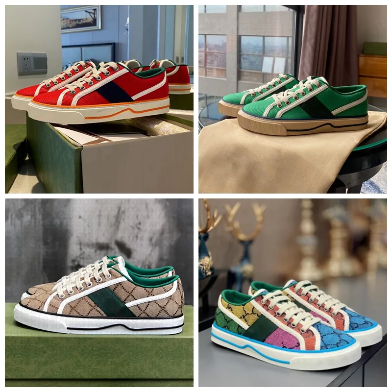Tenis 1977 Luxurys Buty Damskie buty Green and Red Web Stripe Rubber Sole Stretch Bawełna Low Top Mens Sneaker