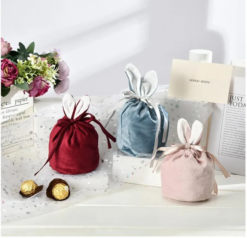 Velvet Bunny Bags Gift Wrap Packing Wedding Party Chocolate Candy Bag Wedding Birthday Jewelry Organizer