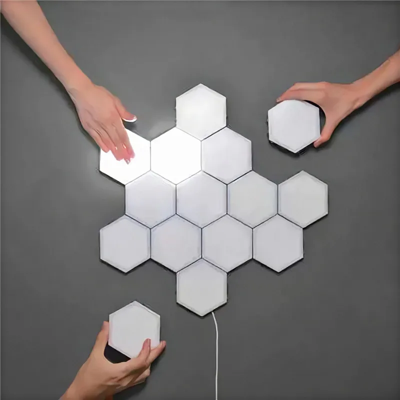 Quantum Light Touch Vägglampa Induktion Hexagon LED Sovrum Kombinationslampor Suspension Induktioner Splicing Belysning