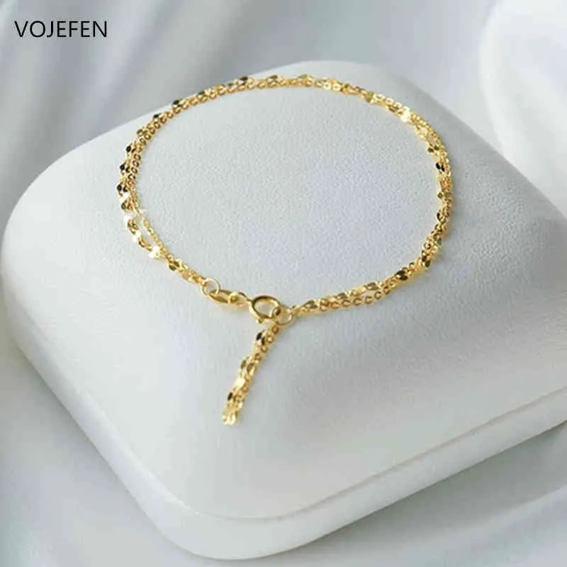 VOJEFEN AU750 Bracciale in vero oro 18 carati Oro doppio strato Piccolo collegamento e labbra Catena da polso Gioielleria raffinata per le donne Regalo