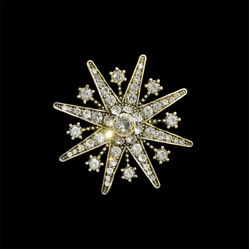 Pins, broscher rshczy delikat kvinnors brosch vintage hexagram kristall pins för ryggsäckar kappa väska hatt magiska badge smycken gåva halsduk spänne