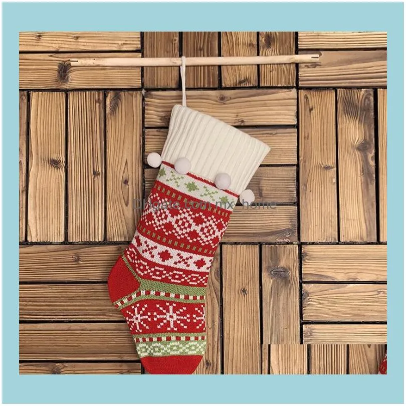 Christmas Stocking Knitted Jacquard Stockings Christmas Decoration Socks Xmas Tree Santa Hanging Gift Socks Christmas Decorations