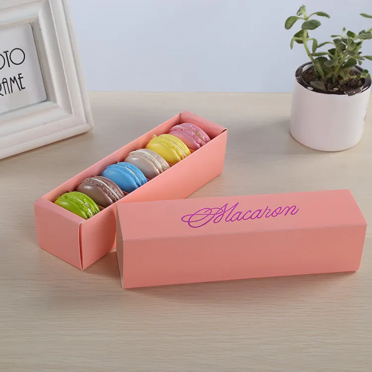 Macaron Cake Boxes Home Made Macaron Chocolate Boxes Biscuit Muffin Box Retail Paper Packaging 20.3*5.3*5.3cm Macaron Package Box