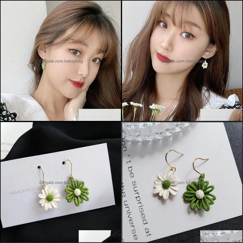 Dangle & Chandelier Small Daisies Asymmetric Earrings For Women Girls Summer Style Flower Personality Jewelry