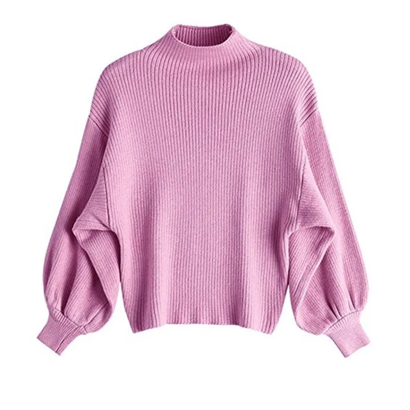 fashion autumn and winter ladies turtleneck pullover Thick Pink sweater women white loose bat sleeve Knittedwear pull femme 210604