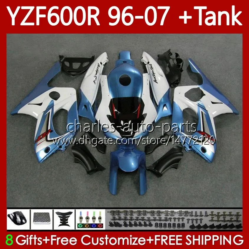 Wróżki + Tank dla Yamaha YZF600R Thundercat YZF 600R 600 R 96 97 98 99 00 01 02 07 Body 86NO.99 YZF-600R 1996 2003 2004 2004 2005 2006 2007 YZF600-R 96-07 Body white Blue
