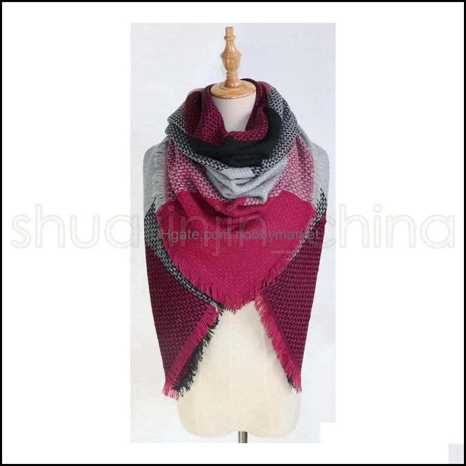 Woman Plaid Blankets Scarves Girls Lattice Shawl Winter Grid Wraps Classic Square Tassel Check Neck Scarf Fashion Neckerchief TTA1704