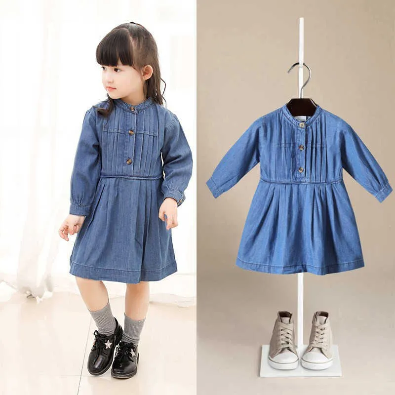 Fille nouveau 2020 automne à manches longues enfant robes filles fête princesse Vestidos Nina Cowboy robe enfant en bas âge fille noël Ou Tfits Q0716