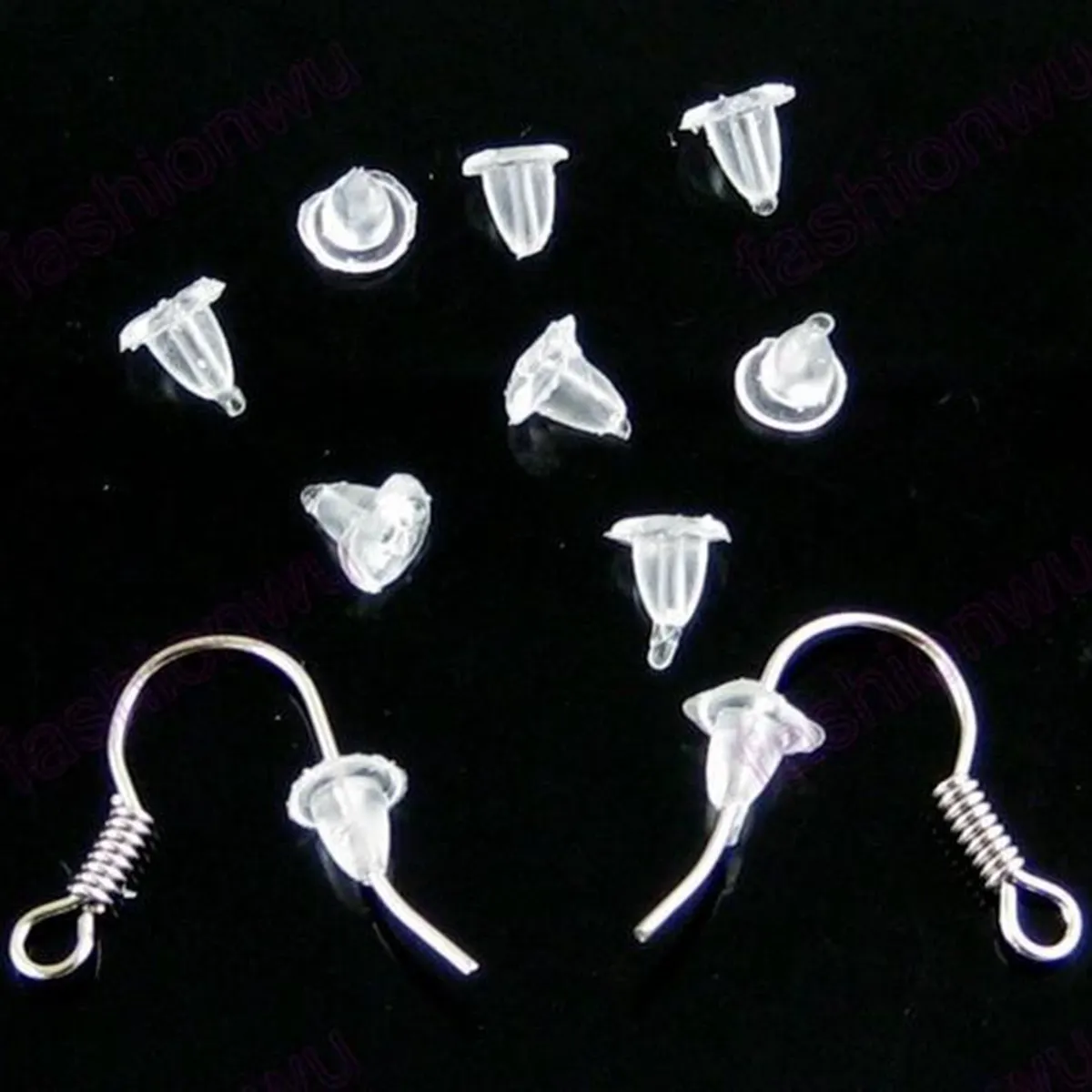 Varm sälja! 2000pcs / massor användbara vita transparenta plastörhängen Tillbaka stopp 4mm DIY Earrings Tillbehör
