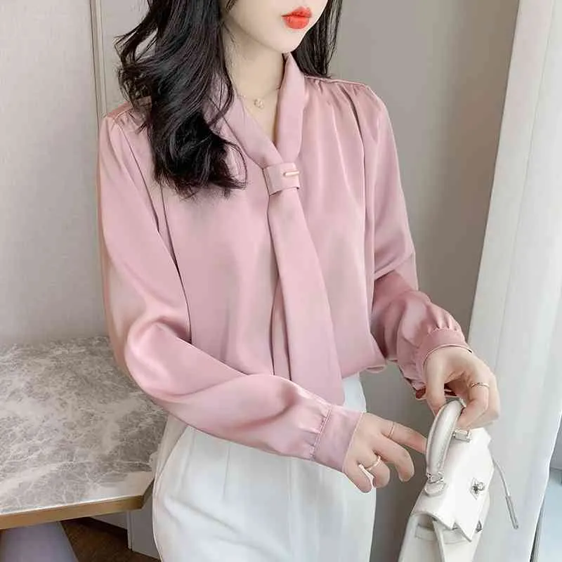 Camicetta Bianca A Maniche Lunghe Top Da Donna Con Colletto A Fiocco Camicia In Chiffon Camicia - 10
