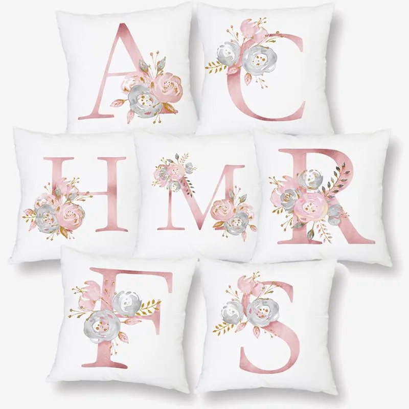 English Letters Alphabets Cushion Covers Floral Letter Baby Name