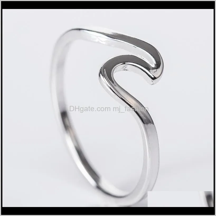 wholesale fashion ocean wave ring korean style simple band wedding wave ring cheap price hot sale new jewelry for women wedding gift