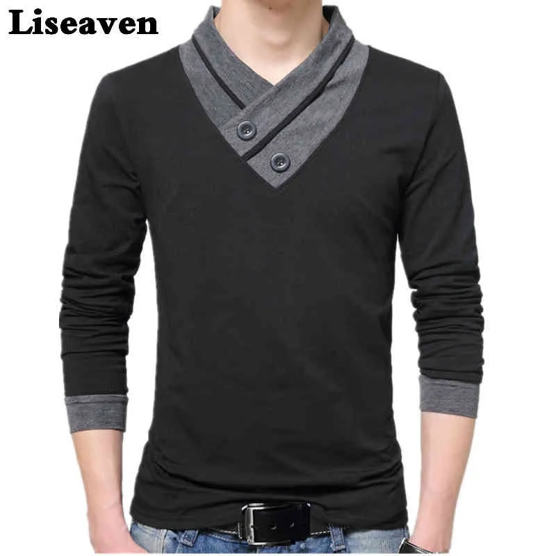 Liseavenの男性トップスティー長袖TシャツTシャツTシャツTシャツプラスサイズのコットン秋冬服Y0323