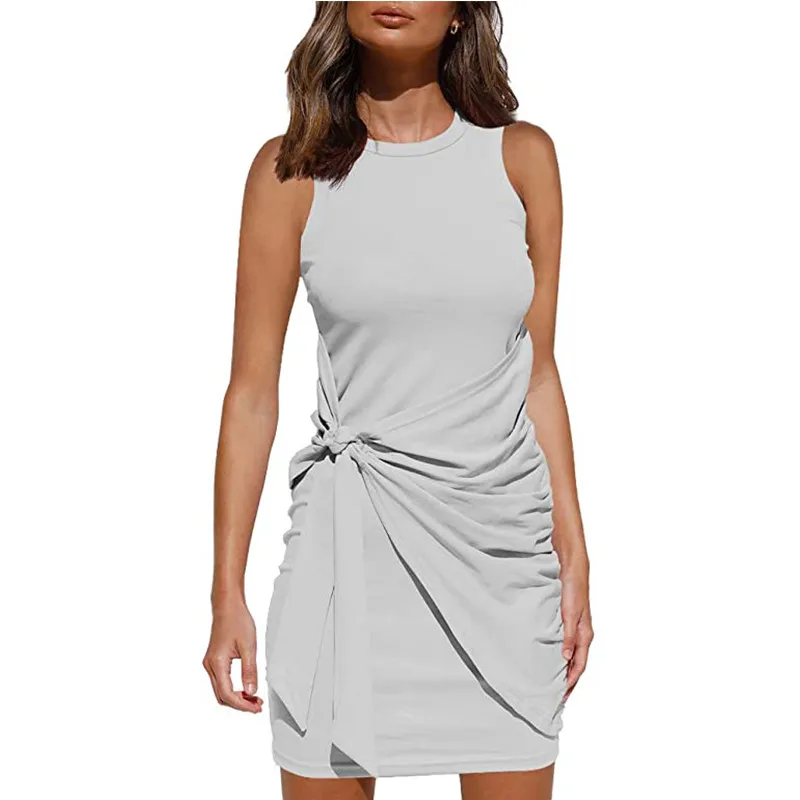 Ontwerper voor dames mini -jurk vrouwen uit schouder o nek sexy strandjurk vintage feest y2k zomer casual bodycon jurken vakantie heup wrap rok 3293