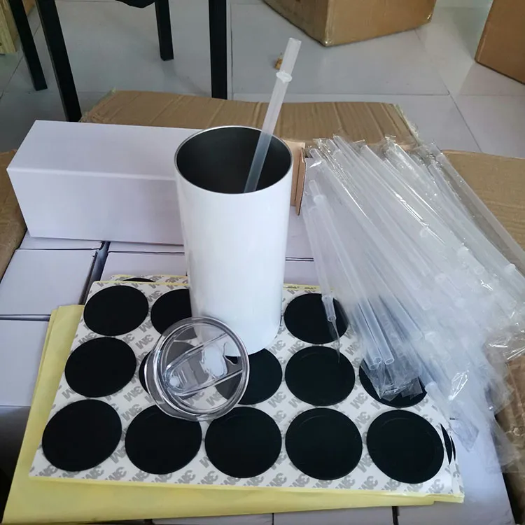 Özel 15oz Beyaz Boş Sıska Tumbler DIY Süblimasyon Paslanmaz Çelik Vakum Seyahat Kupa Keçeli Kapak Saman Kauçuk Alt