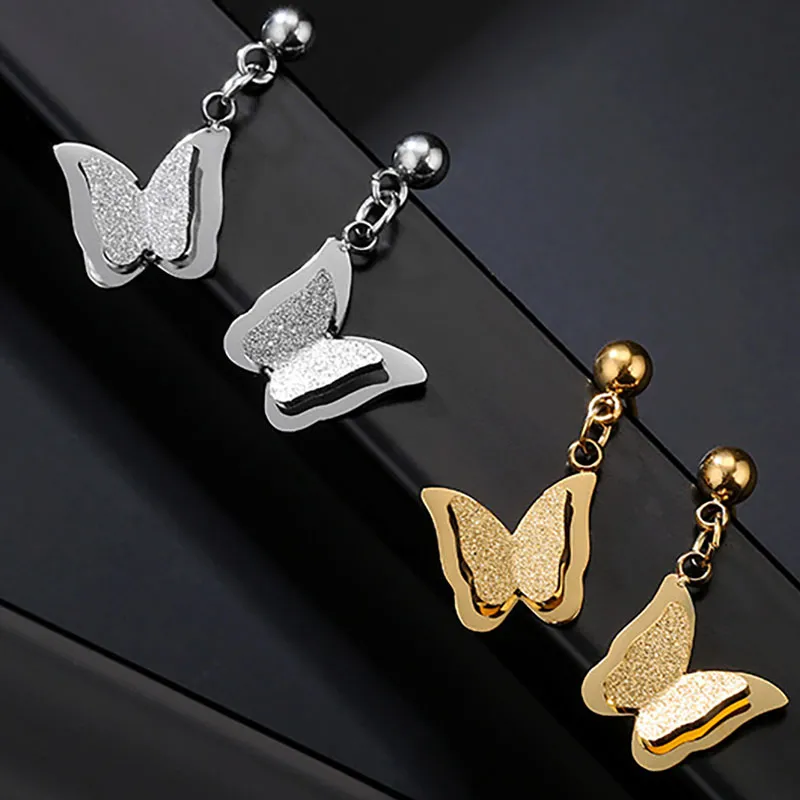 Butterfly Ohrringe Allergie kostenlos Edelstahl Charme Hengst Ohrringe für Frauen Modeschmuck und Sandy