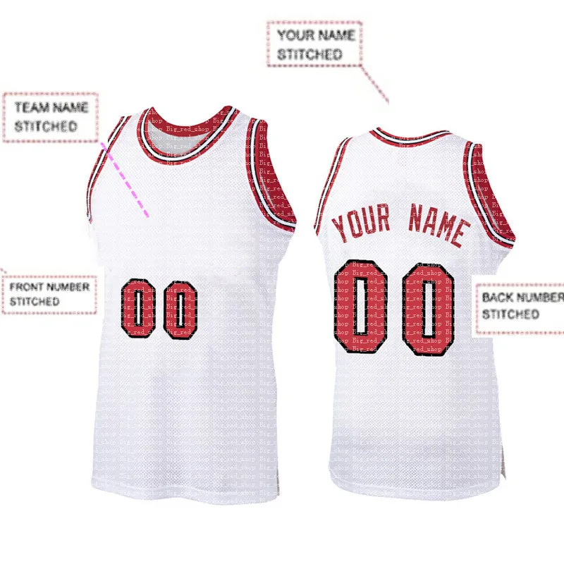 Custom DIY DESIGN Chicago Qualsiasi numero Jersey 00 maglia basket Felpa cuciture personalizzate nome squadra e numbe ROSSO BIANCO Loghi ricamo nero