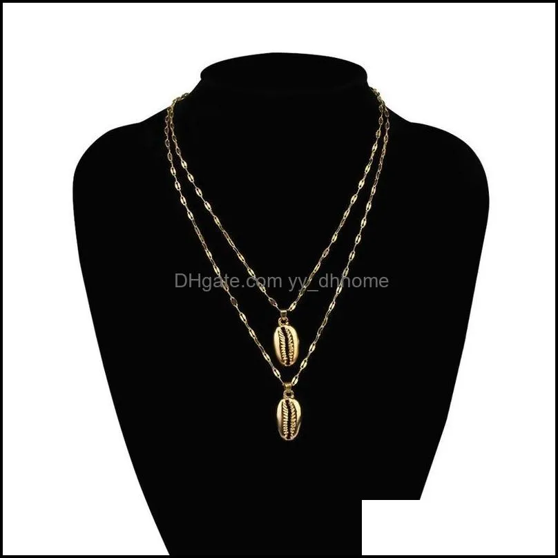 Pendant Necklaces Personality Trendy Multi-layer Clavicle Chain Necklace Gold Metal Shell Simple Bohemian Long For Women Jewelry