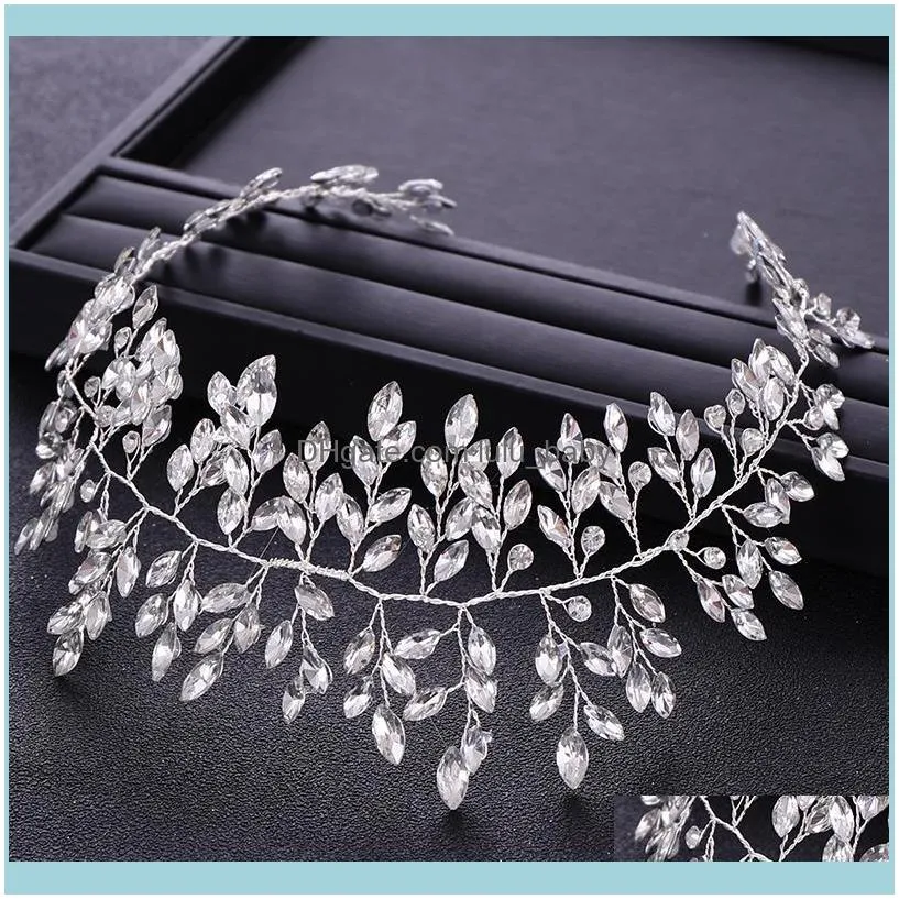 Full Rhinestone Headbands Fashion Silver Color Bridal Hair Vines Girls Women Wedding Accessories Party Crystal Headpiece Clips &