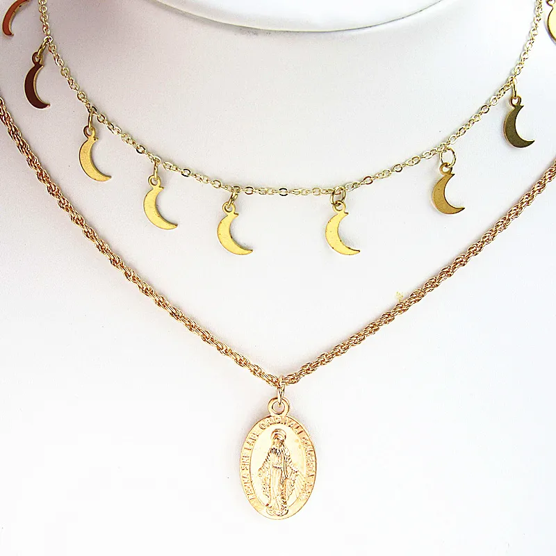 New Julie and the Phantoms Rock Hip Hop Party Girl Fashion Hand Moon Necklace Blessed Virgin Mary Lucky Pendant Y0309