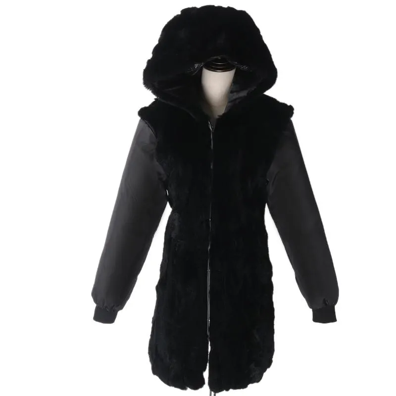 Kvinnors Fur Faux 2021 Mode Kvinnor Real Coat Long Parka Plus Storlek Oversize Inner Liner Winter Jacket