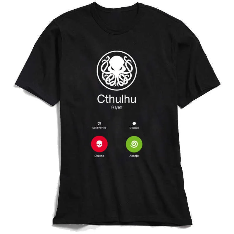 NormalCasual Short Sleeve Tops Shirt Summer/Fall Funny Crew Neck Cotton Fabric Sweatshirts Boy T Shirt THE-CALL-OF-CTHULHU THE-CALL-OF-CTHULHU black