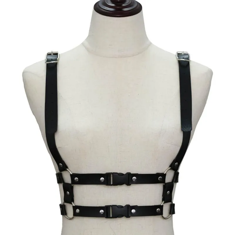 Leather Harness Goth Punk Body Chain For Women Garters Strap Bondage Halterneck Collar Gothic Waist Shoulder Necklace Harajuku Pendant Neckl