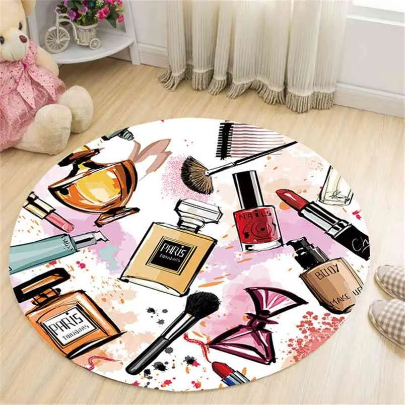 Tapis 3D rond pour chambre à coucher filles cosmétiques tapis et tapis pour salon moderne jeu tapis de sol paillasson chaise tapis 200 210917