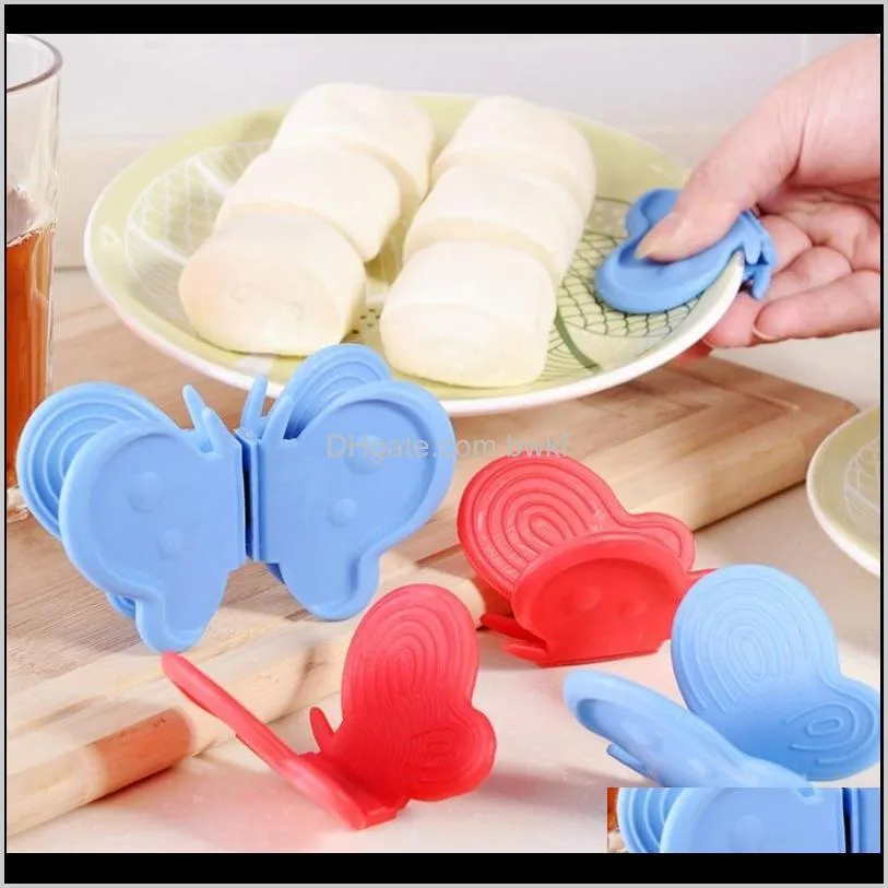 butterfly shaped silicone anti-scald devices fridge magnet kitchen tool insulation plate clamp