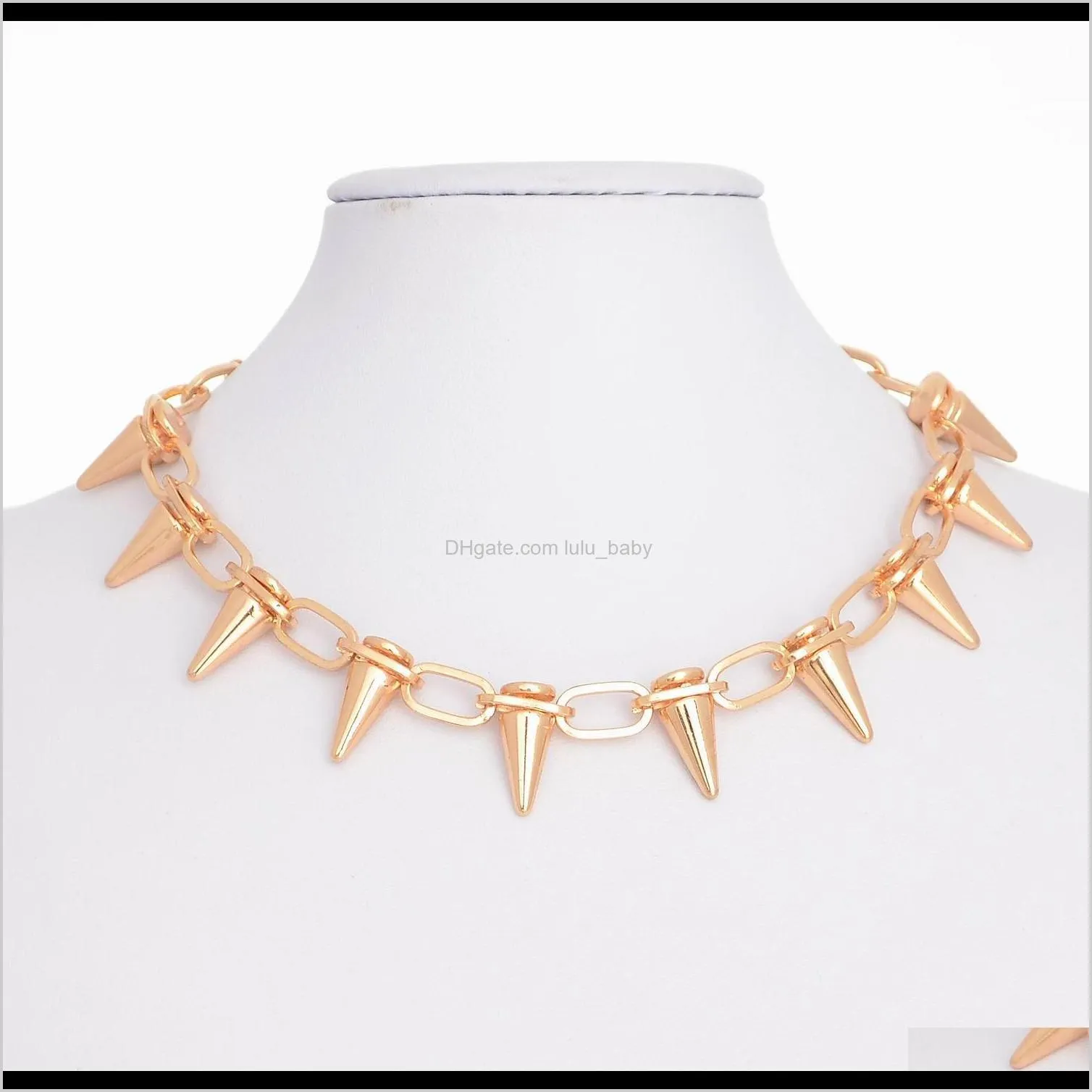 hot personality punk wind sense pointed rivet necklace for women men exaggeration spike necklace metal jewelry shipping sn135