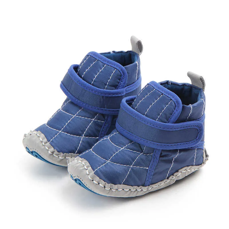 Baby Junge Warme Winter Reine Farbe Baumwolle Tuch Nähen Magie Aufkleber Weiche Gummi Sohle Warme Anti-skid Stiefel G1023