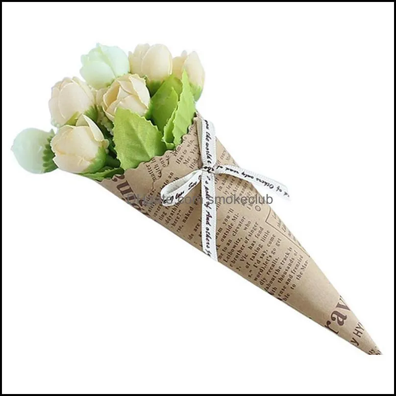 Decorative Flowers & Wreaths 1 Bunches Lifelike Artificial Flower Kraft Paper Wrap Fake Pography Props Home Decor For Wedding