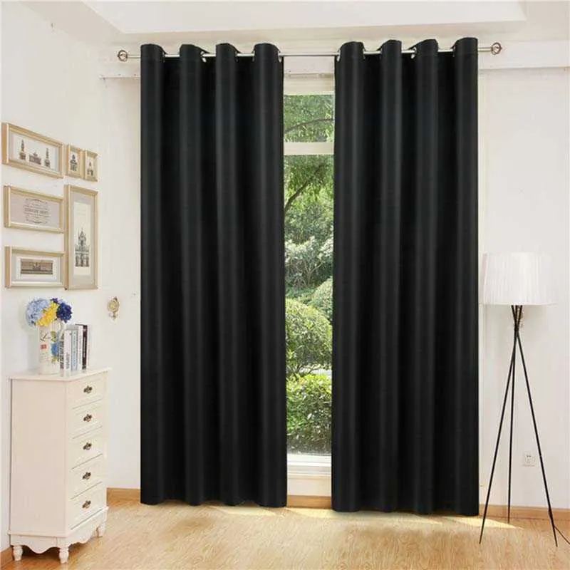 Mcao Solid Curtain Grommet Insulated Noise Thermal Blackout Drapes for Bedroom Living Room Windows Darkening Curtains 1pc TJ3386 210712