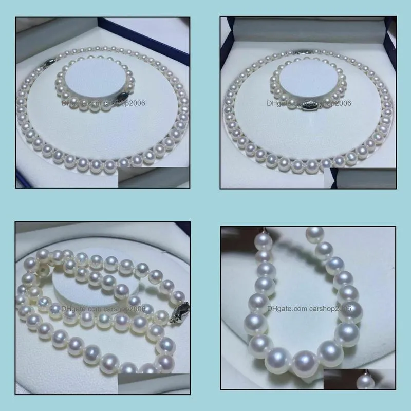 10-11mm South Sea Round Natural White Pearl Necklace 18inch 925 Silver Clasp Women`s Gift Jewelry