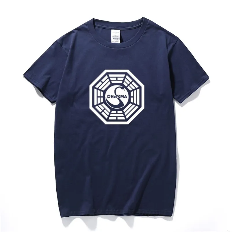 American TV Play Series Lost Dharma Initiative T-shirt Fitness Bomull Kortärmad Fans T-shirts Toppar Tees Camisetas Masculinas 210706