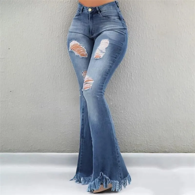 Pantalones Vaqueros De Mujer Flare Free High Cintura Denim Denim Pantalones  Delgados Mujer Estiramiento Femenino Pierna Ancha Bell Botters Ropa De 34,5  € | DHgate Spain \u0026 Mexico