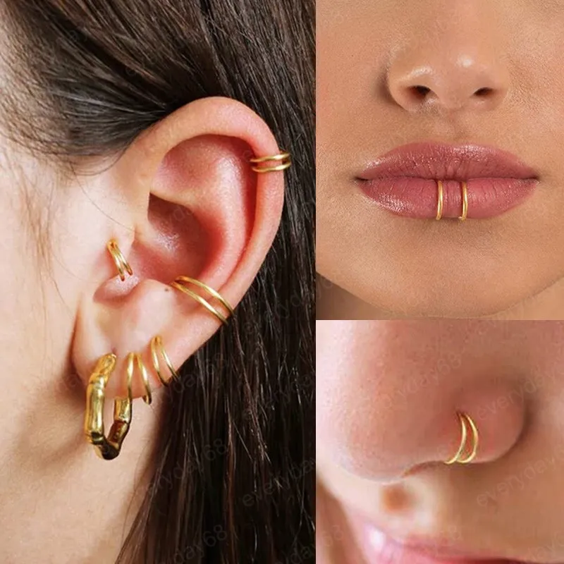 Womens Stainless Steel Spiral Nose Hoop Piercing Double Nose Septum Piercing Cartilage Hoop Earrings Tragus Helix Nostril Jewelry From Everyday68 0.79 DHgate.Com