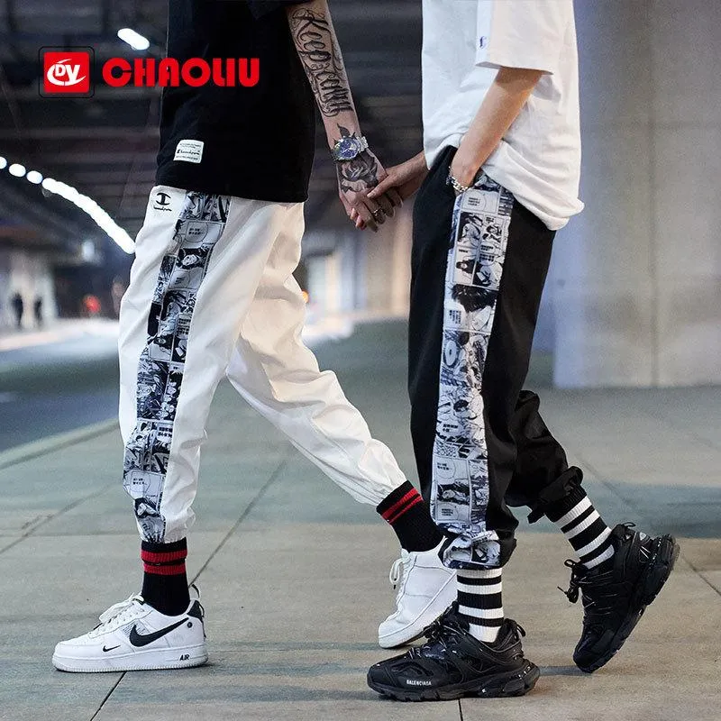 Pantalons pour hommes Mens Side Anime Print Harem Pour 2021 Tendances de la mode Vêtements Adolescents Pantalons Hip Hop Streetwear japonais Joggers Pantalons de survêtement